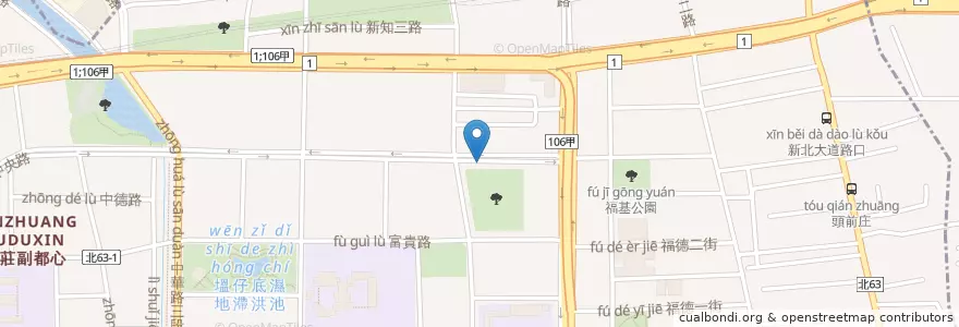 Mapa de ubicacion de 昌平公園 en 타이완, 신베이 시, 신좡 구.