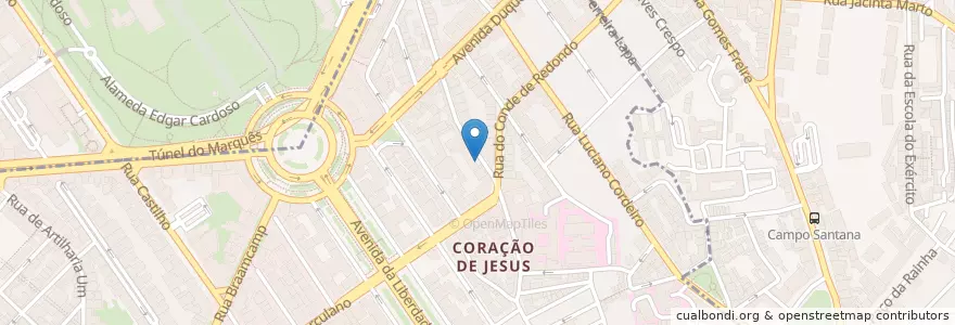 Mapa de ubicacion de Ecoilha Subterrânea en البرتغال, Área Metropolitana De Lisboa, Lisboa, Grande Lisboa, لشبونة, Santo António.