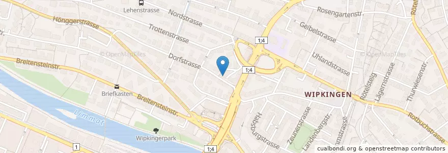 Mapa de ubicacion de Spitex-Zentrum Wipkingen/Industrie en Schweiz, Zürich, Bezirk Zürich, Zürich.