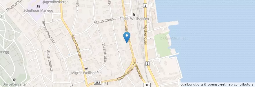 Mapa de ubicacion de Spitex-Zentrum Enge/Leimbach/Wollishofen en Switzerland, Zurich, District Zurich, Zurich.