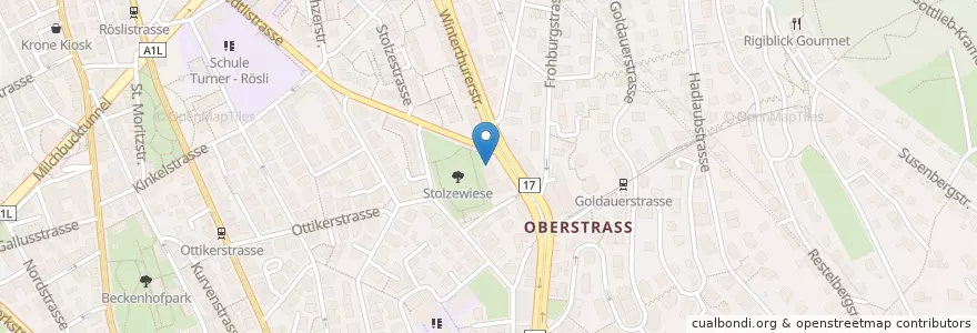 Mapa de ubicacion de Spitex-Zentrum Rigiplatz en Svizzera, Zurigo, Distretto Di Zurigo, Zurigo.