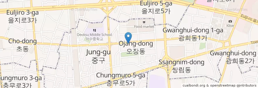 Mapa de ubicacion de 오장동 함흥냉면 en 대한민국, 서울, 광희동.