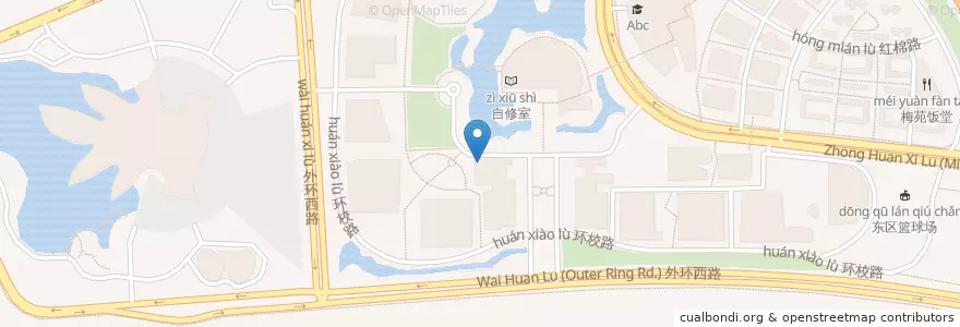 Mapa de ubicacion de 竹苑饭堂 en 중국, 광둥성, 광저우시, 番禺区, 小谷围街道.