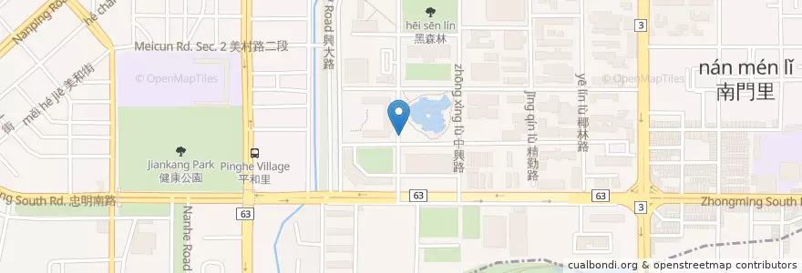 Mapa de ubicacion de 國立中興大學(中興湖) en 臺灣, 臺中市, 南區.