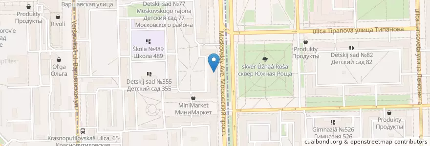 Mapa de ubicacion de Коржов en Russie, District Fédéral Du Nord-Ouest, Oblast De Léningrad, Saint-Pétersbourg, Московский Район, Округ Пулковский Меридиан.