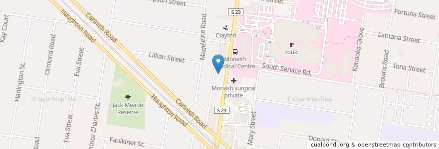 Mapa de ubicacion de Oapl en Avustralya, Victoria, City Of Monash.