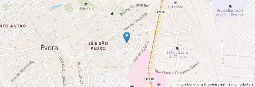 Mapa de ubicacion de 100 Pavor Associação de Artistas Plásticos en 葡萄牙, Alentejo, Alentejo Central, Évora, Évora, Bacelo E Senhora Da Saúde, Évora.