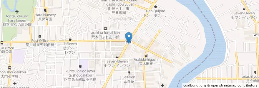 Mapa de ubicacion de キク薬局 en 日本, 東京都, 足立区.