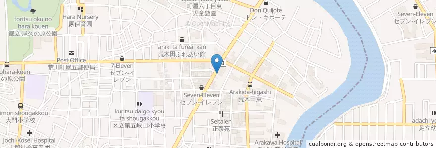 Mapa de ubicacion de 手打拉麺 en 日本, 东京都/東京都, 足立区.