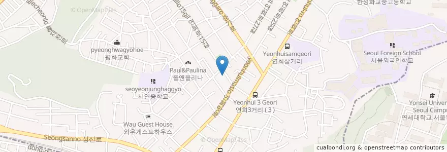 Mapa de ubicacion de 목란 (이연복) en 韩国/南韓, 首尔, 西大門區, 연희동.
