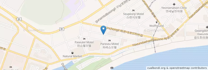 Mapa de ubicacion de 수림횟집 en 大韓民国, 釜山, 海雲台区.
