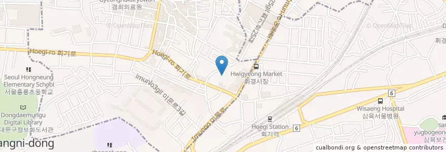Mapa de ubicacion de 회기동 주민센터 en South Korea, Seoul, Dongdaemun-Gu, Hoegi-Dong.