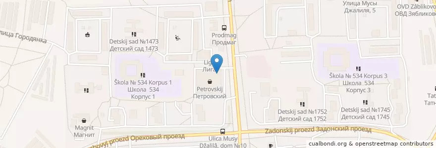 Mapa de ubicacion de Горздрав en Russia, Central Federal District, Moscow, Southern Administrative Okrug, Zyablikovo District.