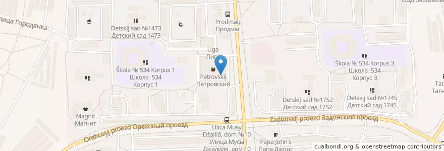 Mapa de ubicacion de Domino’s Pizza en Russia, Central Federal District, Moscow, Southern Administrative Okrug, Zyablikovo District.
