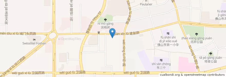 Mapa de ubicacion de Starbucks Coffee en China, Guangdong, Foshan City, Chancheng District.