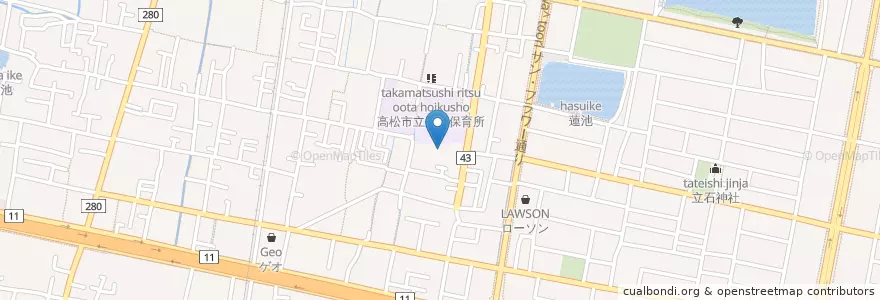 Mapa de ubicacion de 伏石神社 en 日本, 香川県, 高松市.