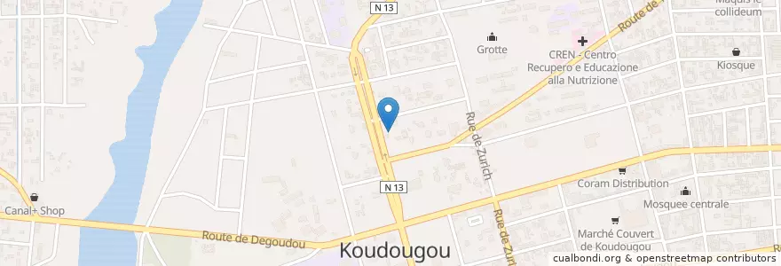 Mapa de ubicacion de Police municipale en 부르키나파소, Centre-Ouest, Boulkiemdé, Koudougou, Koudougou.