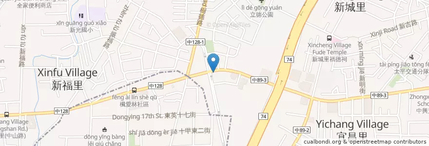 Mapa de ubicacion de 一佳香素食 en 타이완, 타이중 시, 타이핑구.