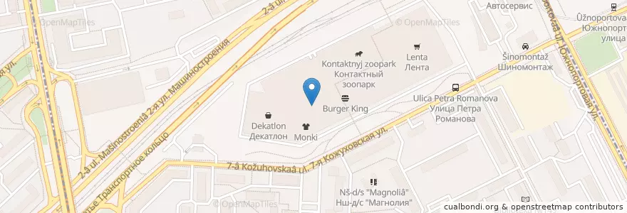 Mapa de ubicacion de Кофеоно en Russia, Distretto Federale Centrale, Москва, Юго-Восточный Административный Округ, Южнопортовый Район.
