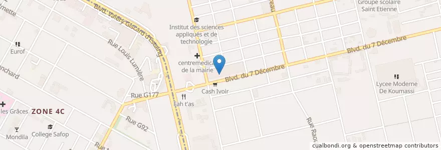 Mapa de ubicacion de NSIA en Côte D’Ivoire, Abidjan, Koumassi, Marcory.