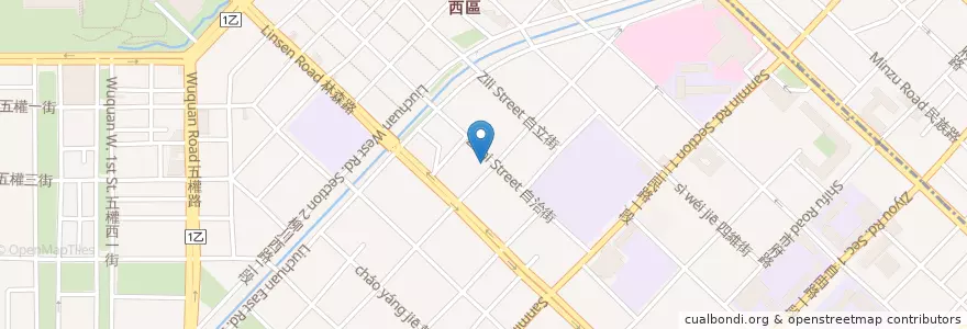 Mapa de ubicacion de 蚵仔粥 en 臺灣, 臺中市, 西區.