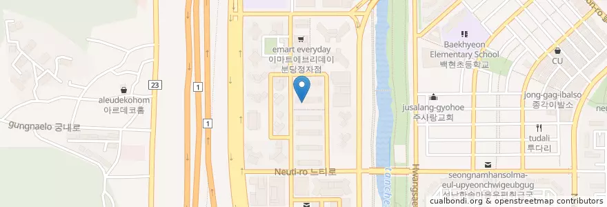 Mapa de ubicacion de 아이닝 en 韩国/南韓, 京畿道, 盆唐區.