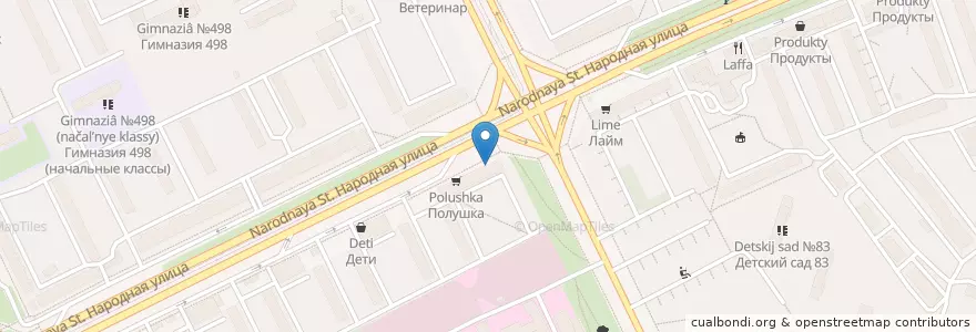Mapa de ubicacion de Горные вершины en Russia, Northwestern Federal District, Leningrad Oblast, Saint Petersburg, Nevsky District, Народный Округ.