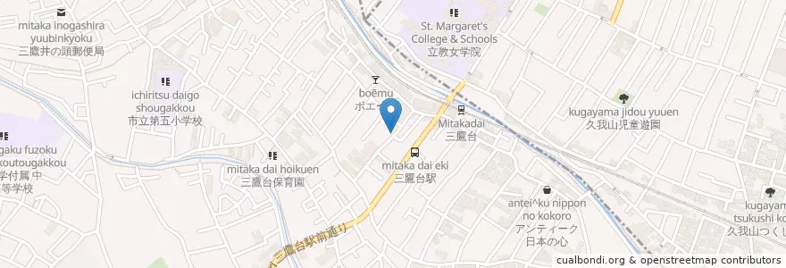 Mapa de ubicacion de 三鷹台市政窓口 en 일본, 도쿄도, 三鷹市.