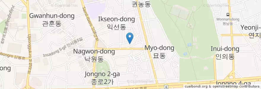 Mapa de ubicacion de 찬양집 (해물칼국수) en 대한민국, 서울, 종로구, 종로1·2·3·4가동.