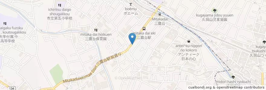 Mapa de ubicacion de 三鷹台郵便局 en Japonya, 東京都, 三鷹市.