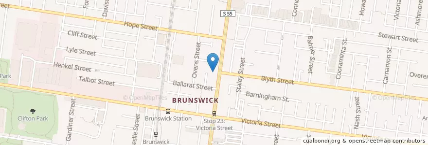 Mapa de ubicacion de Brunswick Baptist Church en أستراليا, ولاية فيكتوريا, City Of Moreland.