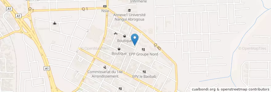 Mapa de ubicacion de Café en Ivoorkust, Abidjan, Abobo.