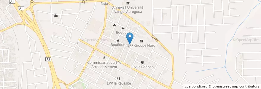 Mapa de ubicacion de Café en Ivoorkust, Abidjan, Abobo.