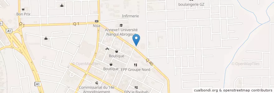 Mapa de ubicacion de Pharmacie Rahman en Côte D’Ivoire, Abidjan, Abobo.