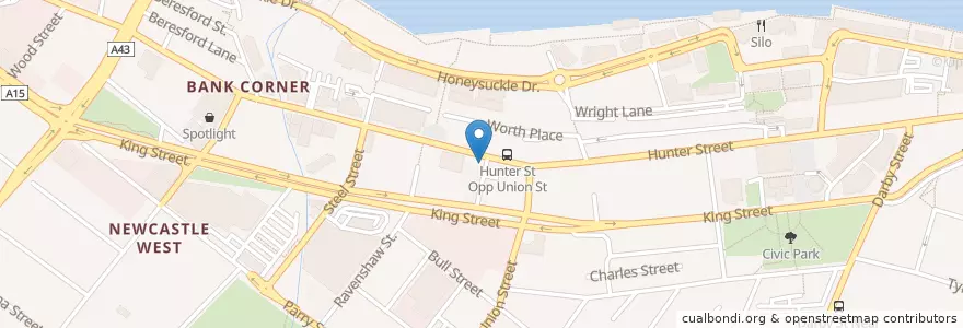 Mapa de ubicacion de Papa's Bagel Bar en オーストラリア, ニューサウスウェールズ, Newcastle City Council, Newcastle-Maitland.