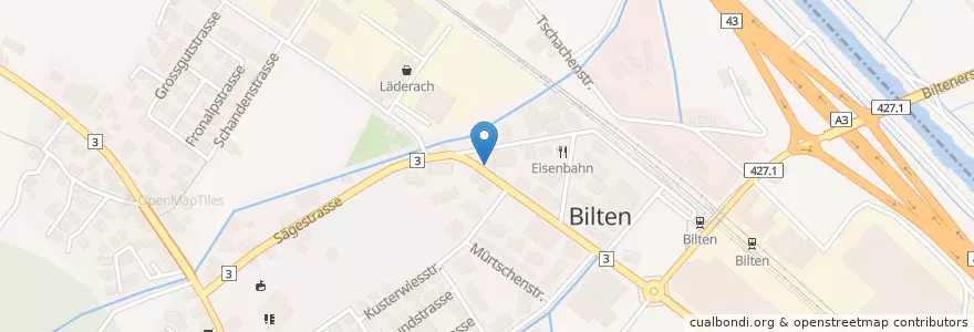 Mapa de ubicacion de Migrol Tankstelle Bilten en Schweiz, Glarus, Glarus Nord.