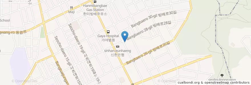 Mapa de ubicacion de 묘오또 en 대한민국, 서울, 서초구, 방배동, 방배본동.