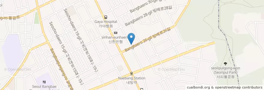 Mapa de ubicacion de fave en South Korea, Seoul, Seocho-Gu, Bangbae-Dong, Bangbaebon-Dong.