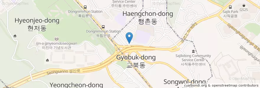 Mapa de ubicacion de 대성집 (도가니탕) en Zuid-Korea, Seoel, 서대문구, 교남동.