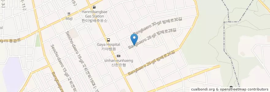 Mapa de ubicacion de 남녀공학 en 대한민국, 서울, 서초구, 방배본동.