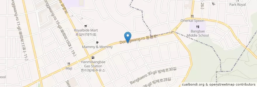 Mapa de ubicacion de 방배4동 성당 en 대한민국, 서울, 서초구, 방배4동.