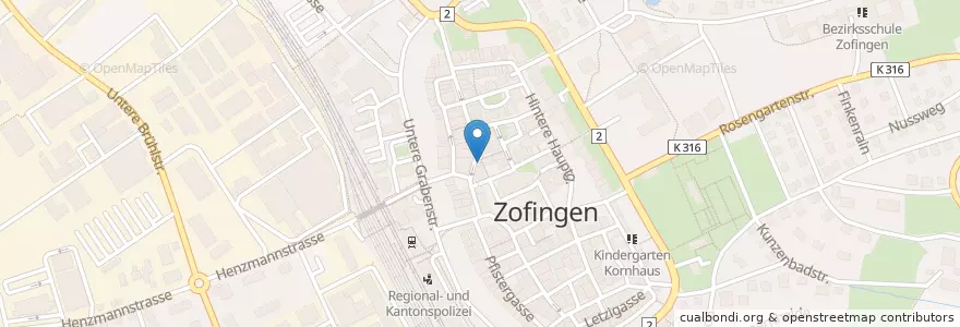 Mapa de ubicacion de Pizzeria Kirchplatz "La Lupa" en İsviçre, Aargau, Bezirk Zofingen, Zofingen.