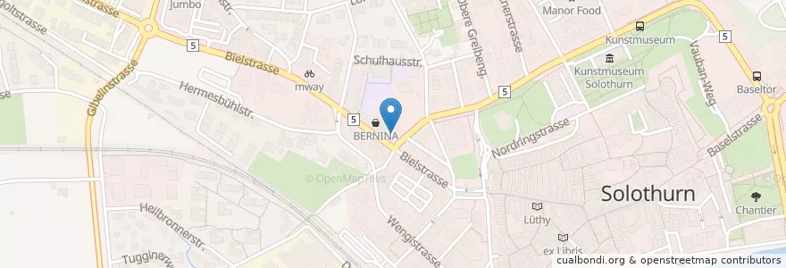 Mapa de ubicacion de Peter Hänni en Suisse, Soleure, Amtei Solothurn-Lebern, Bezirk Solothurn, Solothurn.
