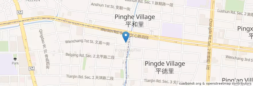 Mapa de ubicacion de 弘爺漢堡 en تايوان, تاي شانغ, 北屯區, 北區.