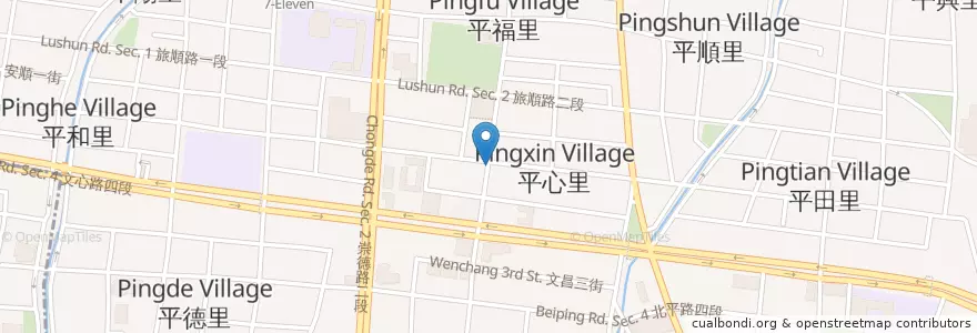Mapa de ubicacion de 四海豆漿 en Taiwán, Taichung, 北屯區.