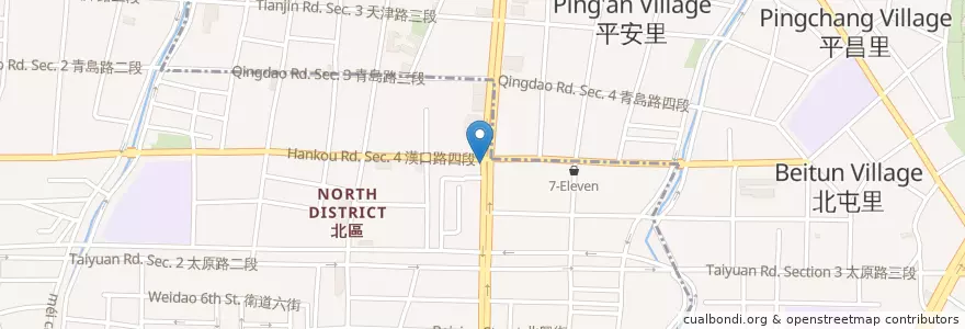 Mapa de ubicacion de 定食8 en تايوان, تاي شانغ, 北屯區, 北區.