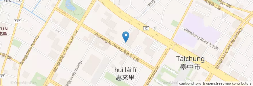 Mapa de ubicacion de 丸龜製麵 en 台湾, 台中市, 西屯区.