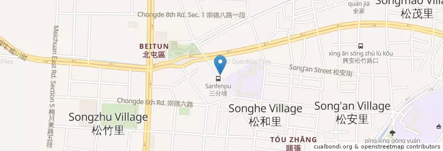 Mapa de ubicacion de 天慈素食 en Taiwan, 臺中市, 北屯區.