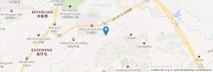 Mapa de ubicacion de 大學城素食 en Taiwán, Nuevo Taipéi, 淡水區.