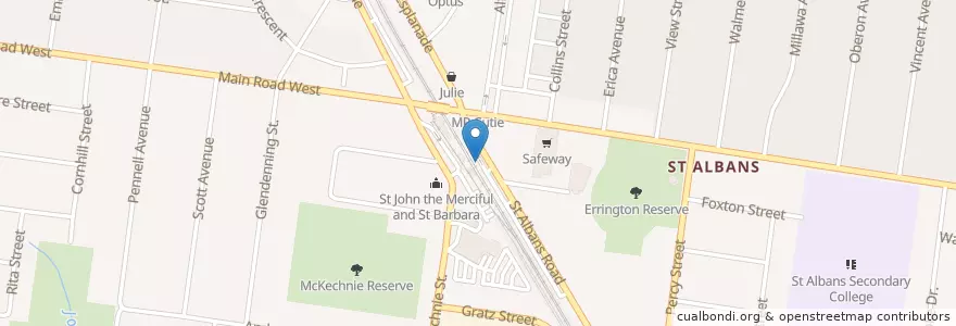 Mapa de ubicacion de St Albans Station en Australien, Victoria, City Of Brimbank.
